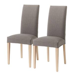 Chaises capitonnées Ellerby I (lot de 2) Tissu / Hêtre massif - Hêtre - Gris