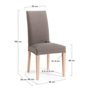 Chaises capitonnées Ellerby I (lot de 2) Tissu / Hêtre massif - Hêtre - Gris