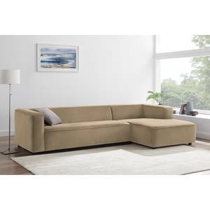 Hoekbank Berlou II microvezel - Beige - Longchair vooraanzicht rechts