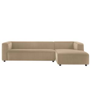 Hoekbank Berlou II microvezel - Beige - Longchair vooraanzicht rechts