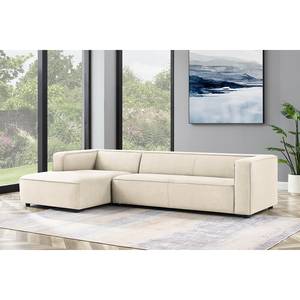 Ecksofa Berlou I Webstoff - Creme - Longchair davorstehend links