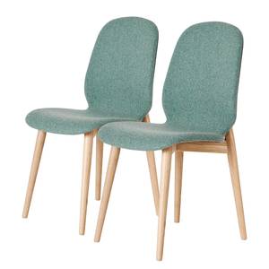 Gestoffeerde stoelen Juuma (set van 2) Textielmix Vedi: Groen - Lichte eikenhouten