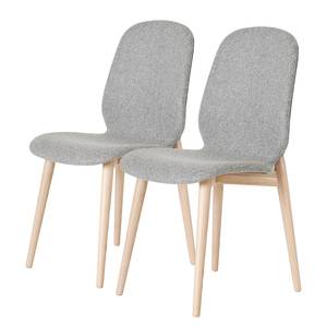 Gestoffeerde stoelen Juuma (set van 2) Textielmix Vedi: Lichtgrijs - Lichte eikenhouten