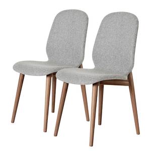 Gestoffeerde stoelen Juuma (set van 2) Textielmix Vedi: Lichtgrijs - Walnoot