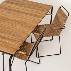 Table de jardin Yukari I Acacia massif / Acier - Marron