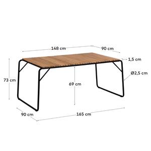 Table de jardin Yukari I Acacia massif / Acier - Marron