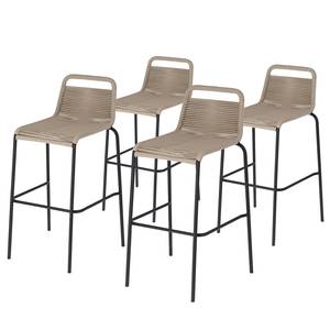 Chaises de bar Lambton I Acier / Polyester - Beige - Beige