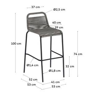 Barstuhl Lambton I (4er-Set) Stahl / Polyester  -  Grau - Grau