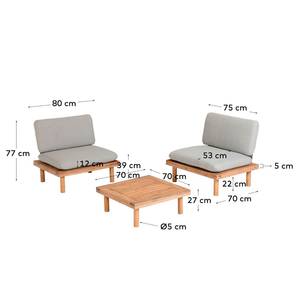 Loungegruppe Viridis (3-teilig) Akazie massiv / Polyester - Braun / Grau