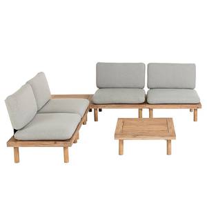 Loungegruppe Viridis (6-teilig) Akazie massiv / Polyester - Braun / Grau