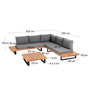 Loungegroep Zalika (4-delig) massief acaciahout/polyester - bruin/grijs
