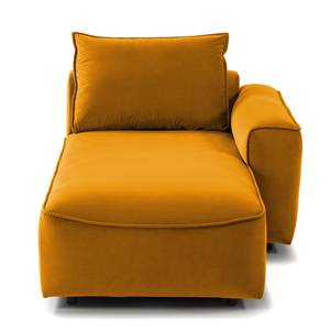 Modulaire chaise longue BUCKLEY fluweel - Velours Shyla: Oranje Geel - Armleuning vooraanzicht rechts