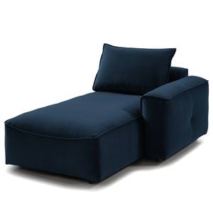 Modulaire chaise longue BUCKLEY fluweel - Velours Shyla: Donkerblauw - Armleuning vooraanzicht rechts