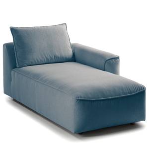 Modulaire chaise longue BUCKLEY geweven stof - Geweven stof Saia: Jeansblauw - Armleuning vooraanzicht rechts