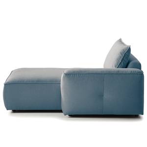 Modulaire chaise longue BUCKLEY geweven stof - Geweven stof Saia: Jeansblauw - Armleuning vooraanzicht rechts