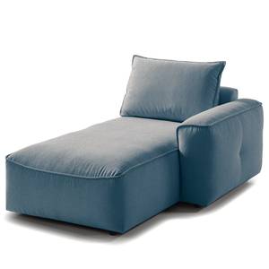 Modulaire chaise longue BUCKLEY geweven stof - Geweven stof Saia: Jeansblauw - Armleuning vooraanzicht rechts