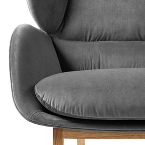 Fauteuil MAROLS Velours Shyla: Gris - Chêne clair