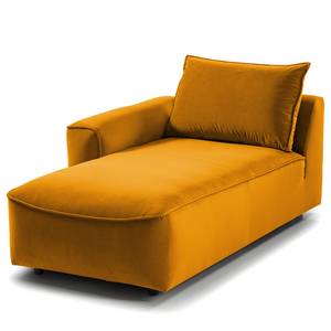 Méridienne modulable BUCKLEY Velours - Velours Shyla: Orange jaune - Accoudoir monté à gauche (vu de face)