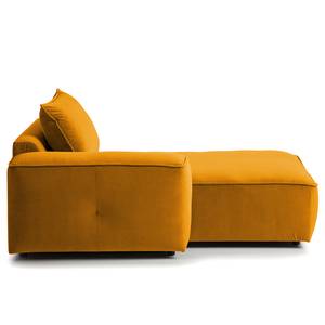 Modulaire chaise longue BUCKLEY fluweel - Velours Shyla: Oranje Geel - Armleuning vooraanzicht links