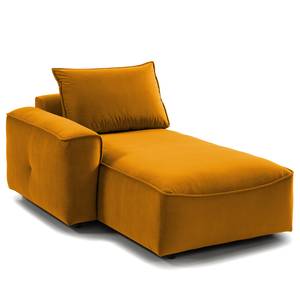 Modulaire chaise longue BUCKLEY fluweel - Velours Shyla: Oranje Geel - Armleuning vooraanzicht links