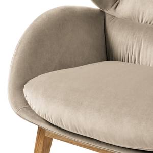 Fauteuil MAROLS Velours Shyla: Beige - Chêne clair