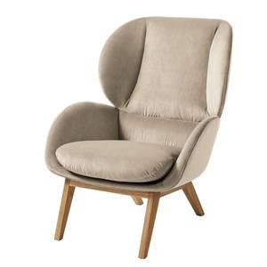 Fauteuil MAROLS Velours Shyla: Beige - Chêne clair