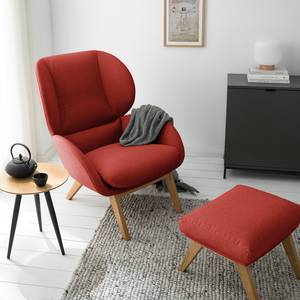 Fauteuil MAROLS Tissu Saia: Carmin - Chêne clair