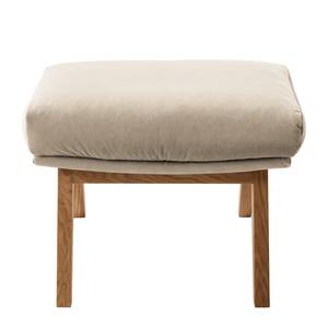 Gestoffeerde hocker MAROLS Velours Shyla: Beige - Lichte eikenhouten