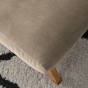 Gestoffeerde hocker MAROLS Velours Shyla: Beige - Lichte eikenhouten