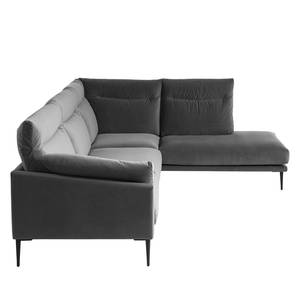 Ecksofa Lillian II Samt - Samt Shyla: Grau - Breite: 276 cm - Ottomane davorstehend rechts