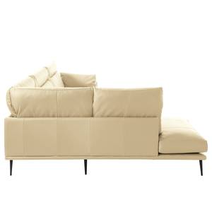 Ecksofa Lillian II Echtleder - Echtleder Neka: Creme - Breite: 309 cm - Ottomane davorstehend links