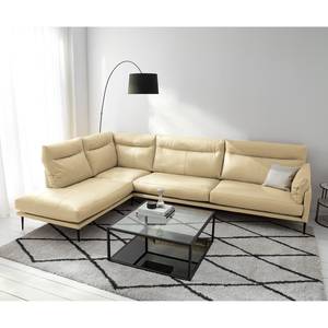 Ecksofa Lillian II Echtleder - Echtleder Neka: Creme - Breite: 309 cm - Ottomane davorstehend links