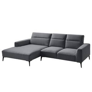 Ecksofa BERRIE mit Longchair Webstoff Saia: Steingrau - Breite: 265 cm - Longchair davorstehend links