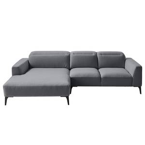 Ecksofa BERRIE mit Longchair Webstoff Saia: Steingrau - Breite: 265 cm - Longchair davorstehend links