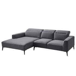 Ecksofa BERRIE mit Longchair Webstoff Saia: Steingrau - Breite: 265 cm - Longchair davorstehend links