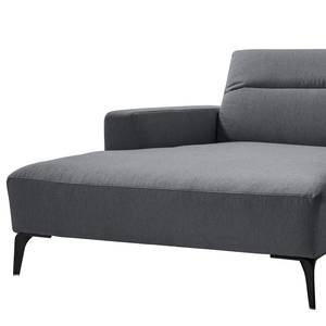 Ecksofa BERRIE mit Longchair Webstoff Saia: Steingrau - Breite: 265 cm - Longchair davorstehend links