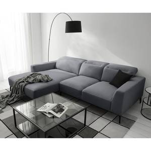 Ecksofa BERRIE mit Longchair Webstoff Saia: Steingrau - Breite: 265 cm - Longchair davorstehend links