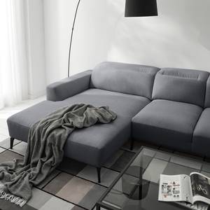 Ecksofa BERRIE mit Longchair Webstoff Saia: Steingrau - Breite: 265 cm - Longchair davorstehend links