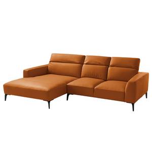 Ecksofa BERRIE mit Longchair Echtleder - Echtleder Neto: Hellbraun - Breite: 266 cm - Longchair davorstehend links