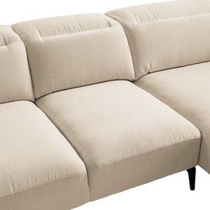 Hoekbank BERRIE met chaise longue geweven stof - Geweven stof Saia: Beige - Breedte: 265 cm - Longchair vooraanzicht rechts