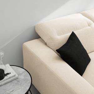 Hoekbank BERRIE met chaise longue geweven stof - Geweven stof Saia: Beige - Breedte: 265 cm - Longchair vooraanzicht rechts
