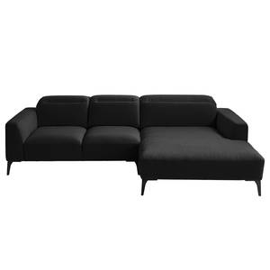 Ecksofa BERRIE mit Longchair Webstoff - Webstoff Saia: Anthrazit - Breite: 266 cm - Longchair davorstehend rechts