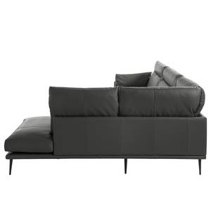 Ecksofa Lillian II Echtleder - Echtleder Neka: Grau - Breite: 309 cm - Ottomane davorstehend rechts