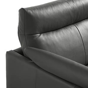 Ecksofa Lillian II Echtleder - Echtleder Neka: Grau - Breite: 309 cm - Ottomane davorstehend rechts