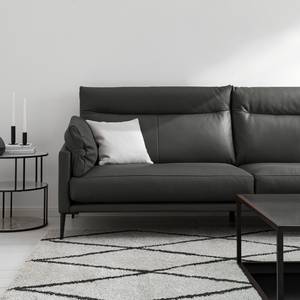 Ecksofa Lillian II Echtleder - Echtleder Neka: Grau - Breite: 309 cm - Ottomane davorstehend rechts