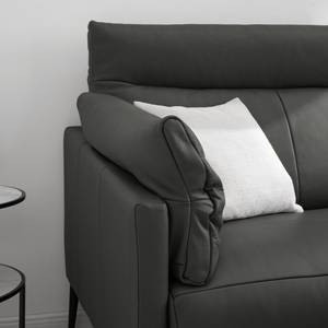 Ecksofa Lillian II Echtleder - Echtleder Neka: Grau - Breite: 309 cm - Ottomane davorstehend rechts