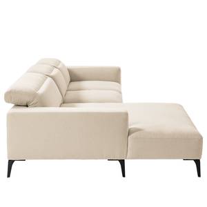 Hoekbank BERRIE met chaise longue Geweven stof Saia: Beige - Breedte: 265 cm - Longchair vooraanzicht links