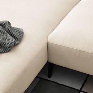 Hoekbank BERRIE met chaise longue Geweven stof Saia: Beige - Breedte: 265 cm - Longchair vooraanzicht links