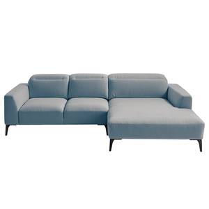 Ecksofa BERRIE mit Longchair Webstoff - Webstoff Saia: Denim - Breite: 266 cm - Longchair davorstehend rechts