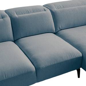 Ecksofa BERRIE mit Longchair Webstoff - Webstoff Saia: Denim - Breite: 266 cm - Longchair davorstehend rechts